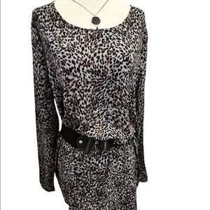 Ichi Dress/tunic size 38. Blue with black and brown pattern. New with tags.